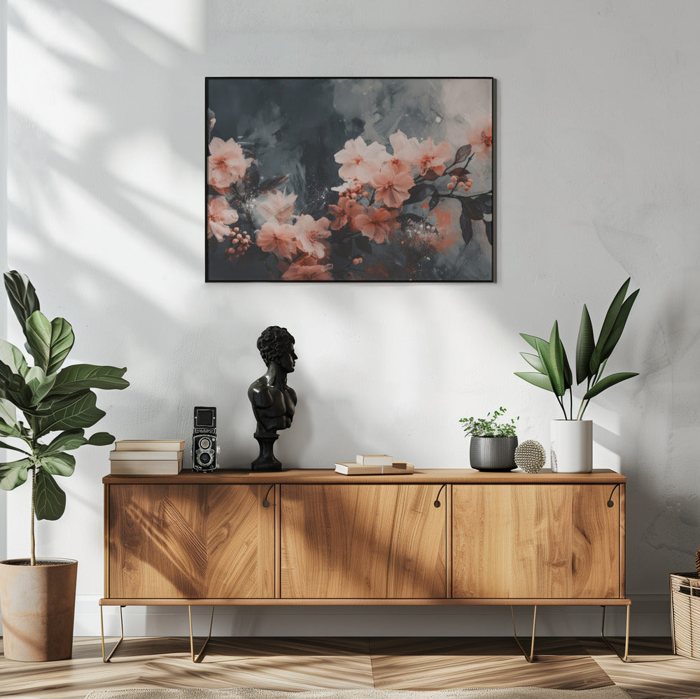 Blütenblätter in Traumlandschaft | Poster