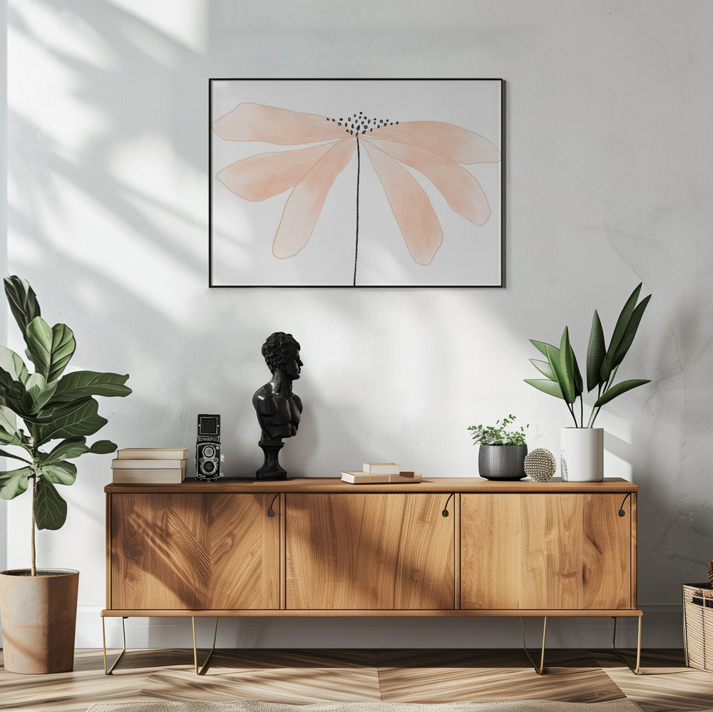 Zarte pfirsichfarbene Blume mit Blütenblättern | Poster