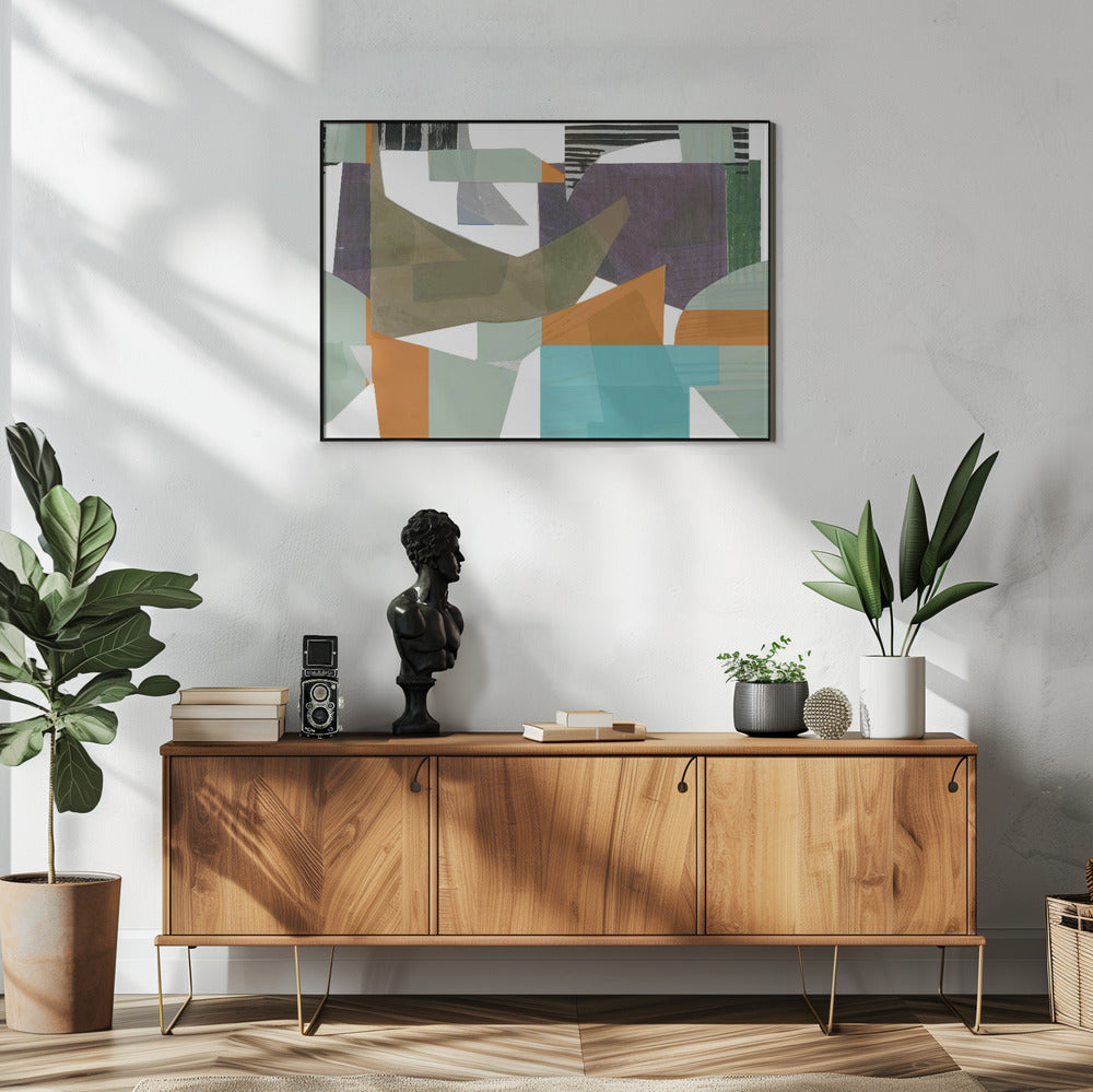 Orange, Grün und Blautöne, abstrakt, Hardedge 1 | Poster