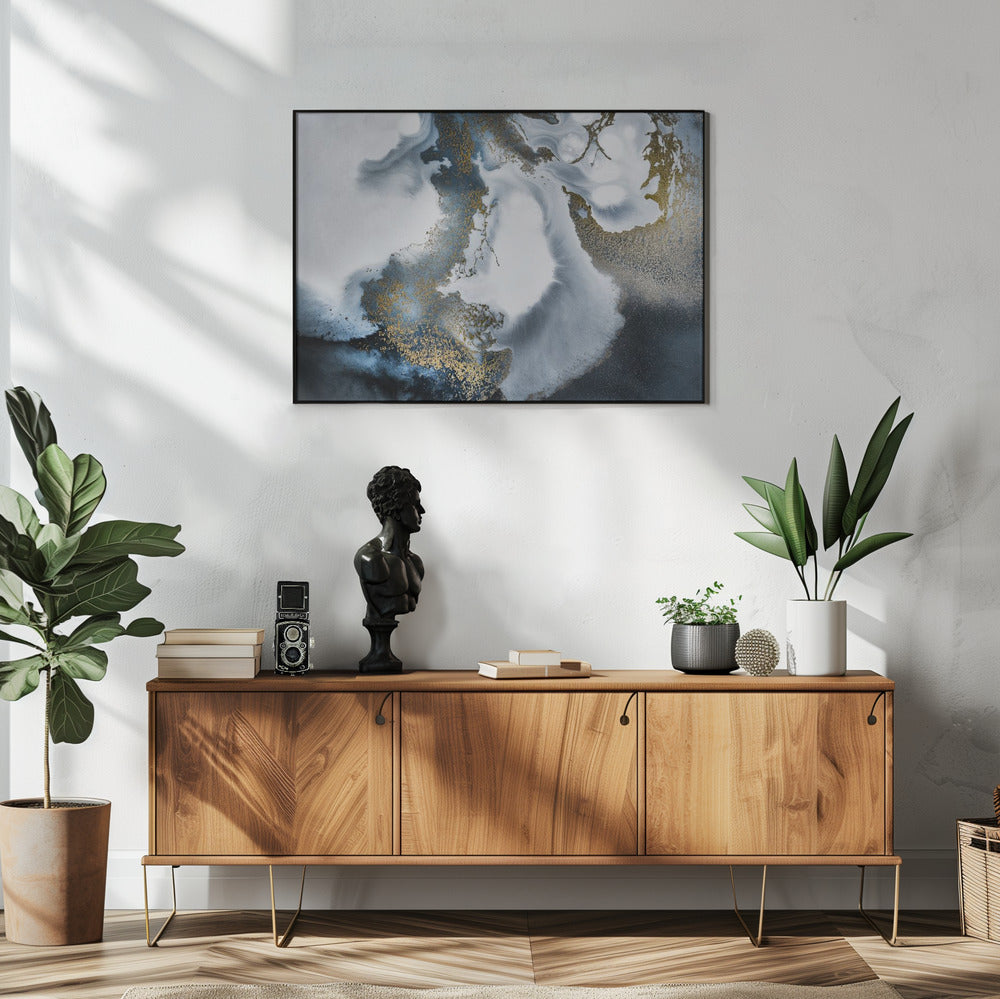 Schwarz-Weiß und Gold „Midnight Motion“ | Poster