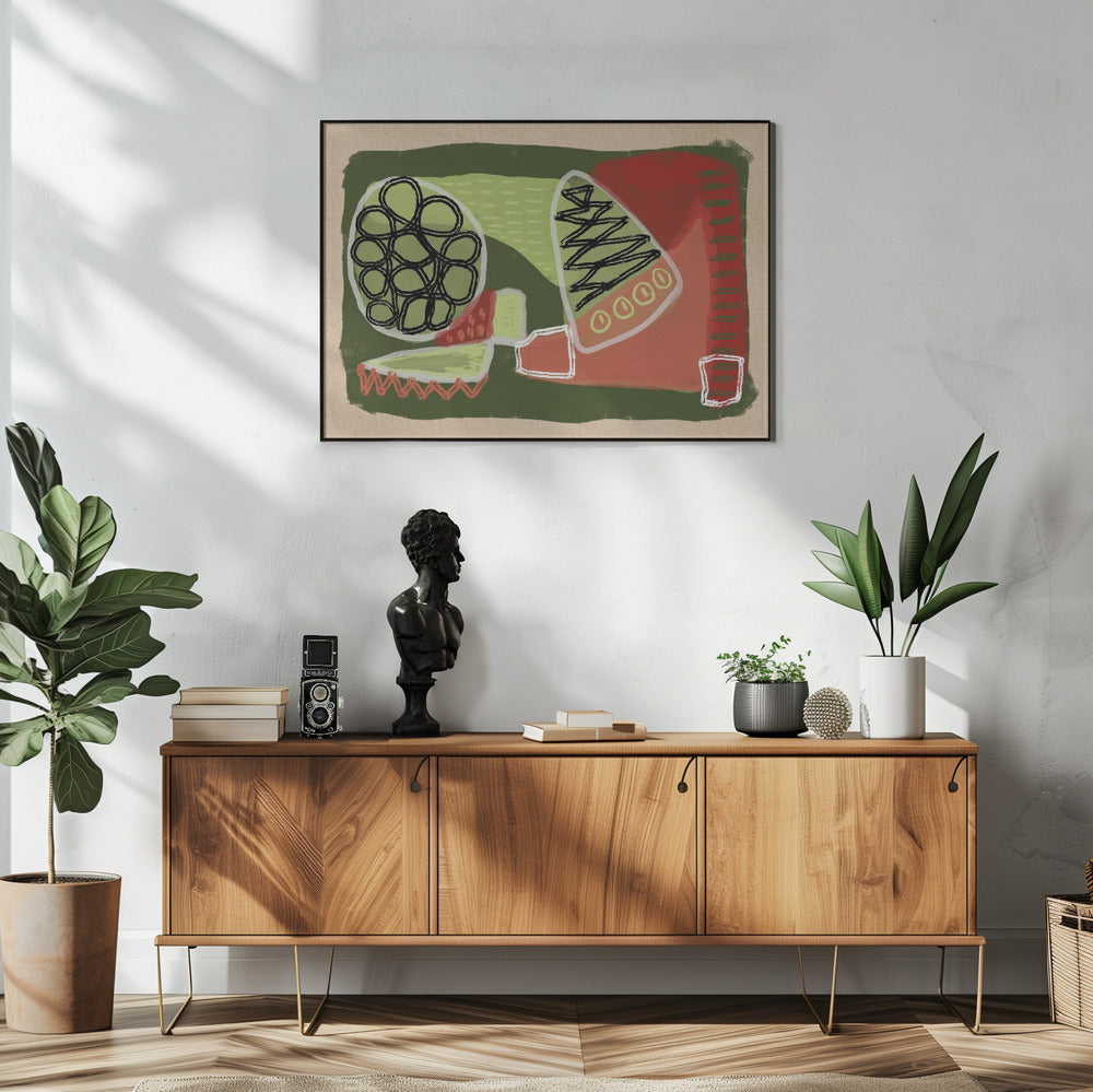 Abstraktes Grün und Rot | Poster