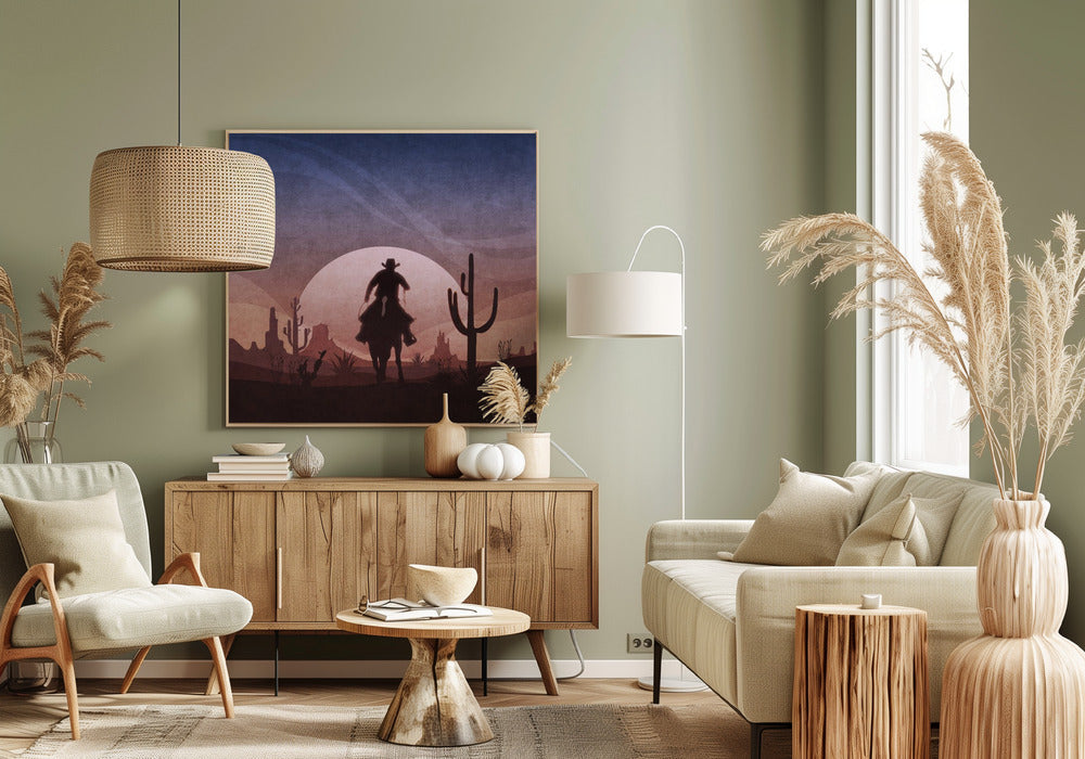 Wüsten-Cowboy-Sonnenuntergang | Leinwand
