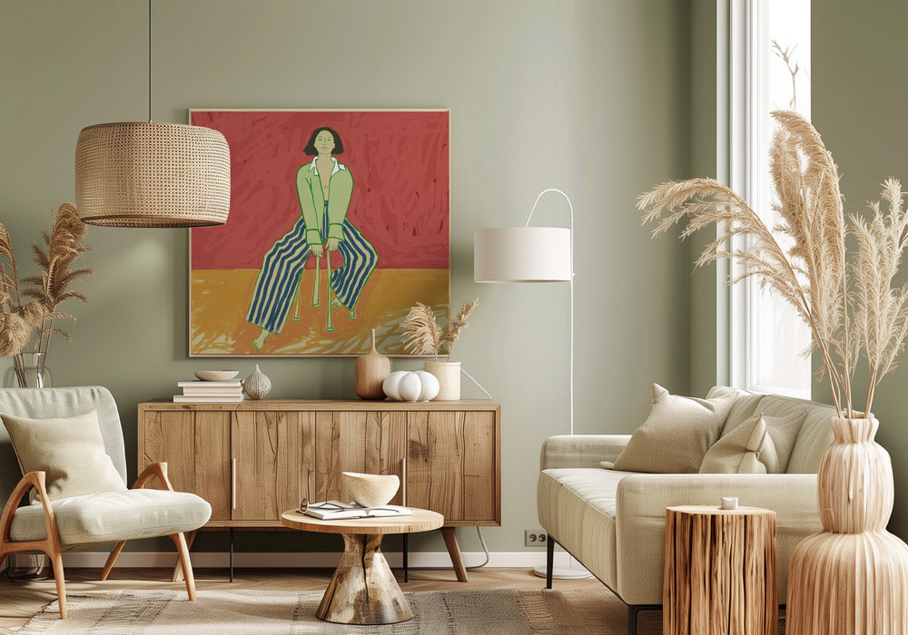 Frau auf Hocker | Leinwand