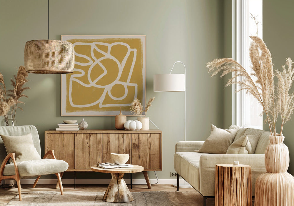 Linie Abstrakt Gold Tans | Leinwand