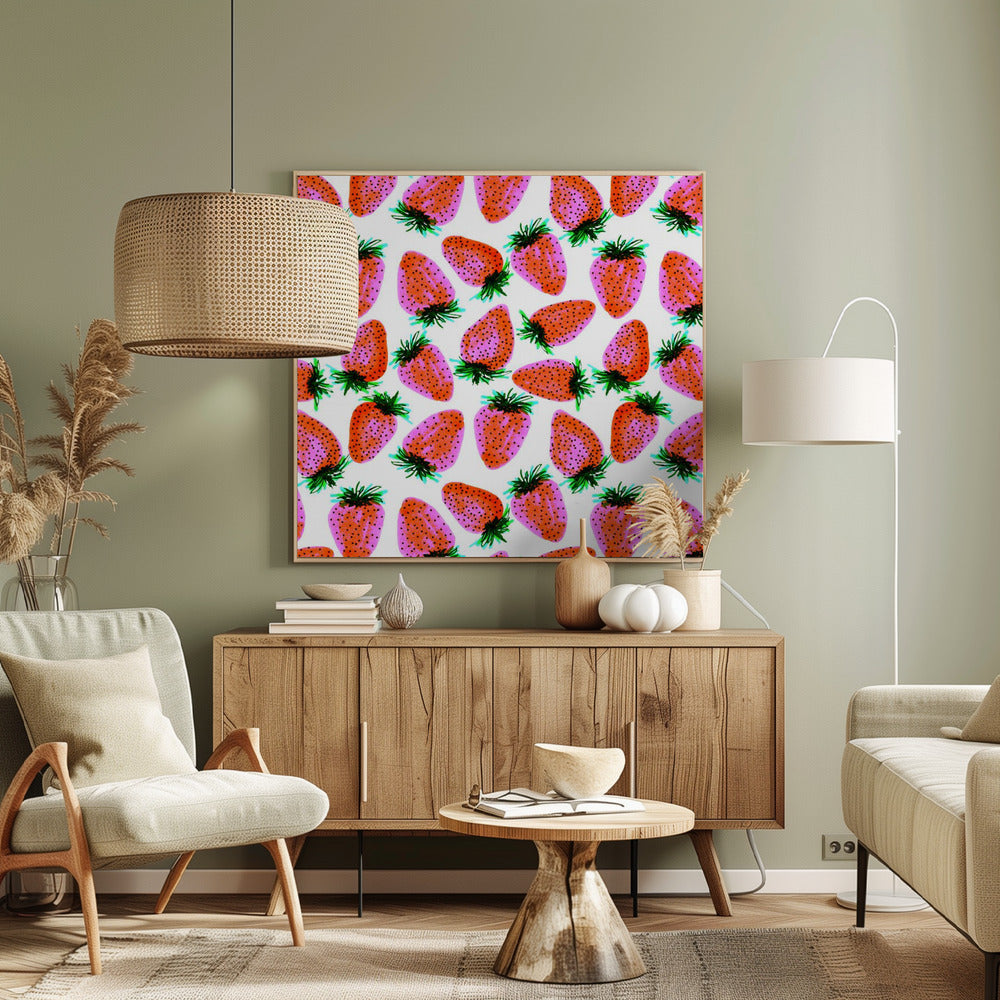Lavendel Rote Erdbeeren Obst | Leinwand