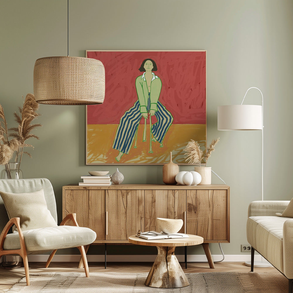 Frau auf Hocker | Leinwand