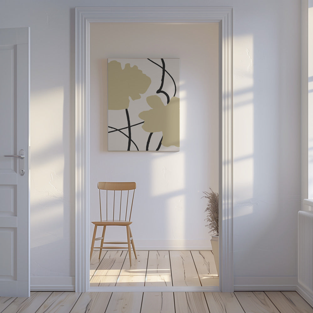 Beige Blumen 02 | Leinwand