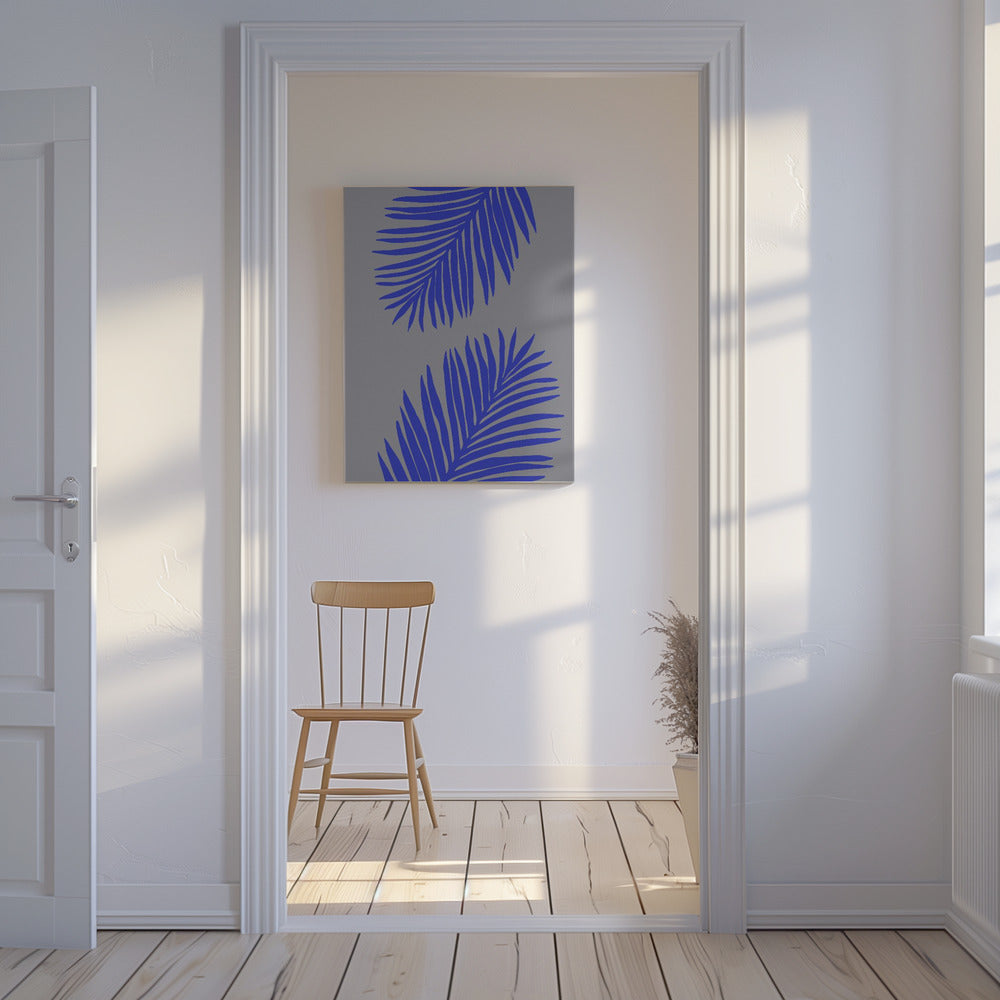 PALM LEAF 02 SOFT GRAY | Canvas