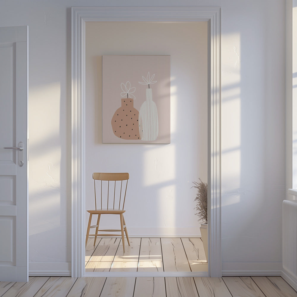 Minimalistische Zwillingsvasen | Leinwand