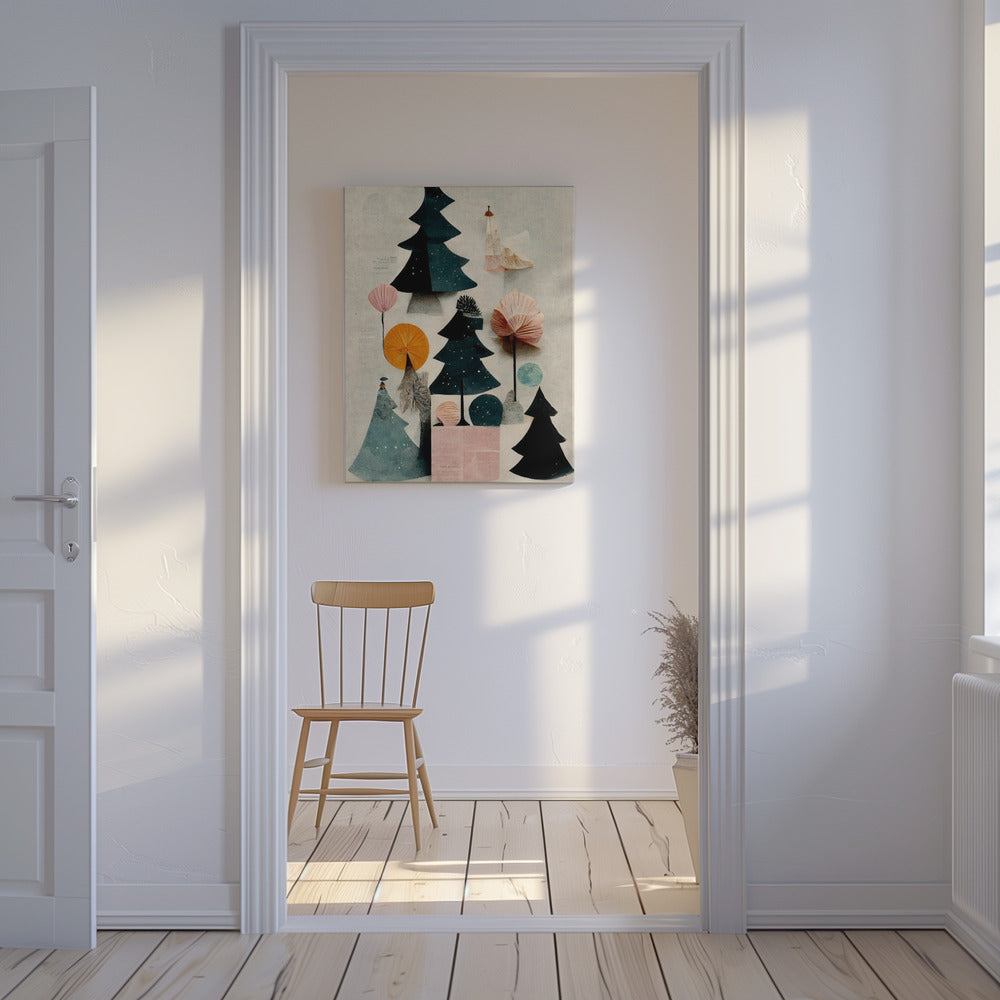 Niedliche Kiefernbaum-Komposition | Leinwand