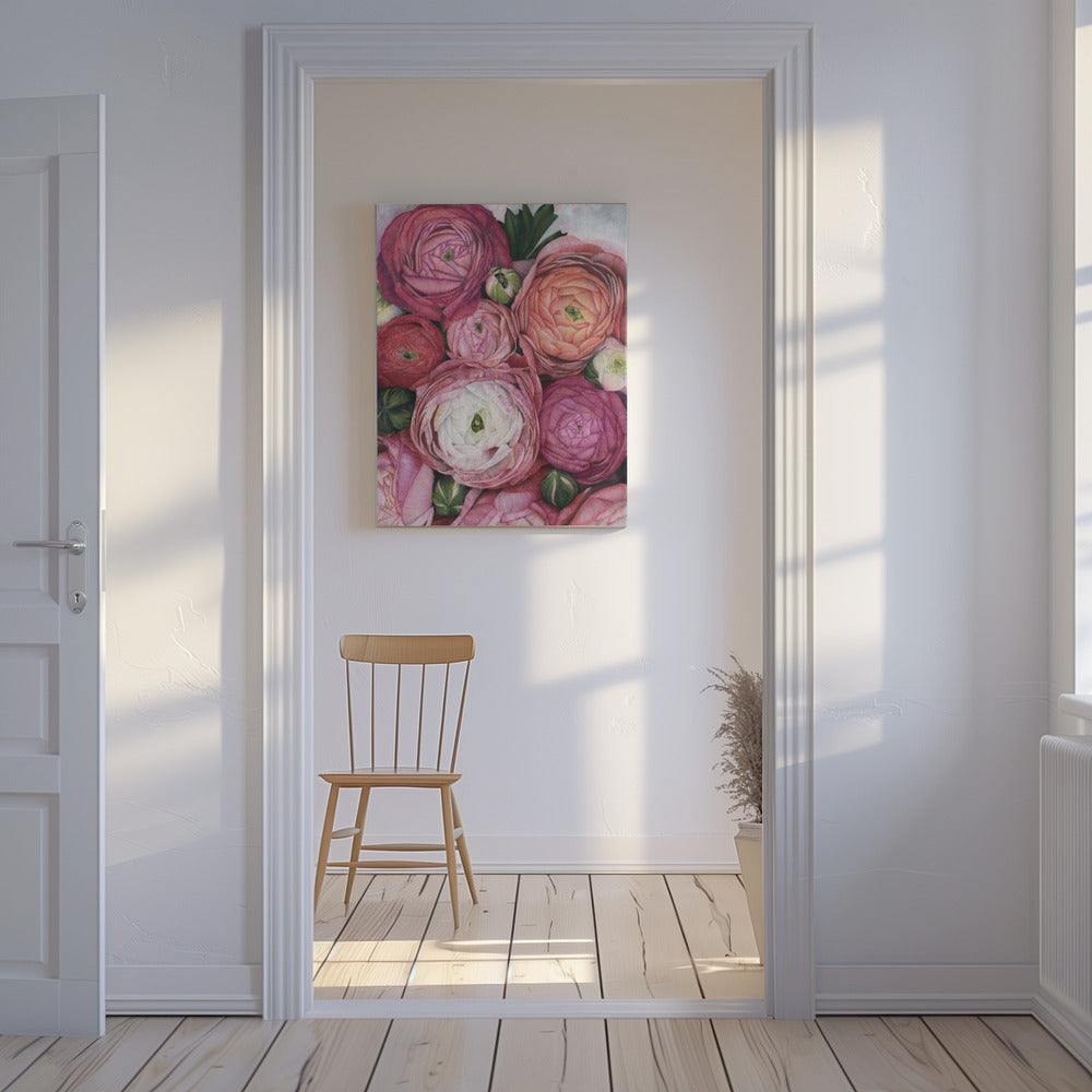 Arleth Ranunkelnstrauß in warmem Rosa | Leinwand