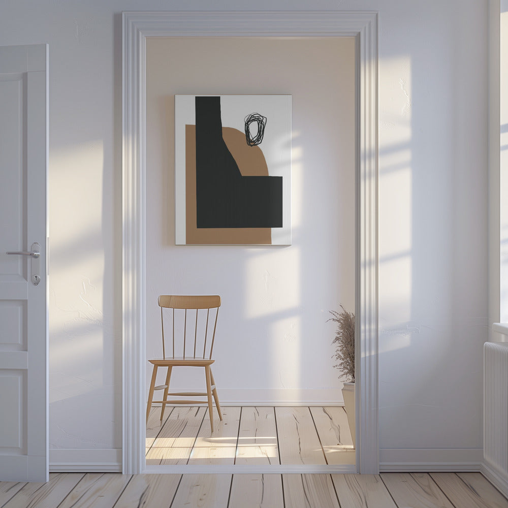 Geometrische Formen in Schwarz und Braun | Leinwand