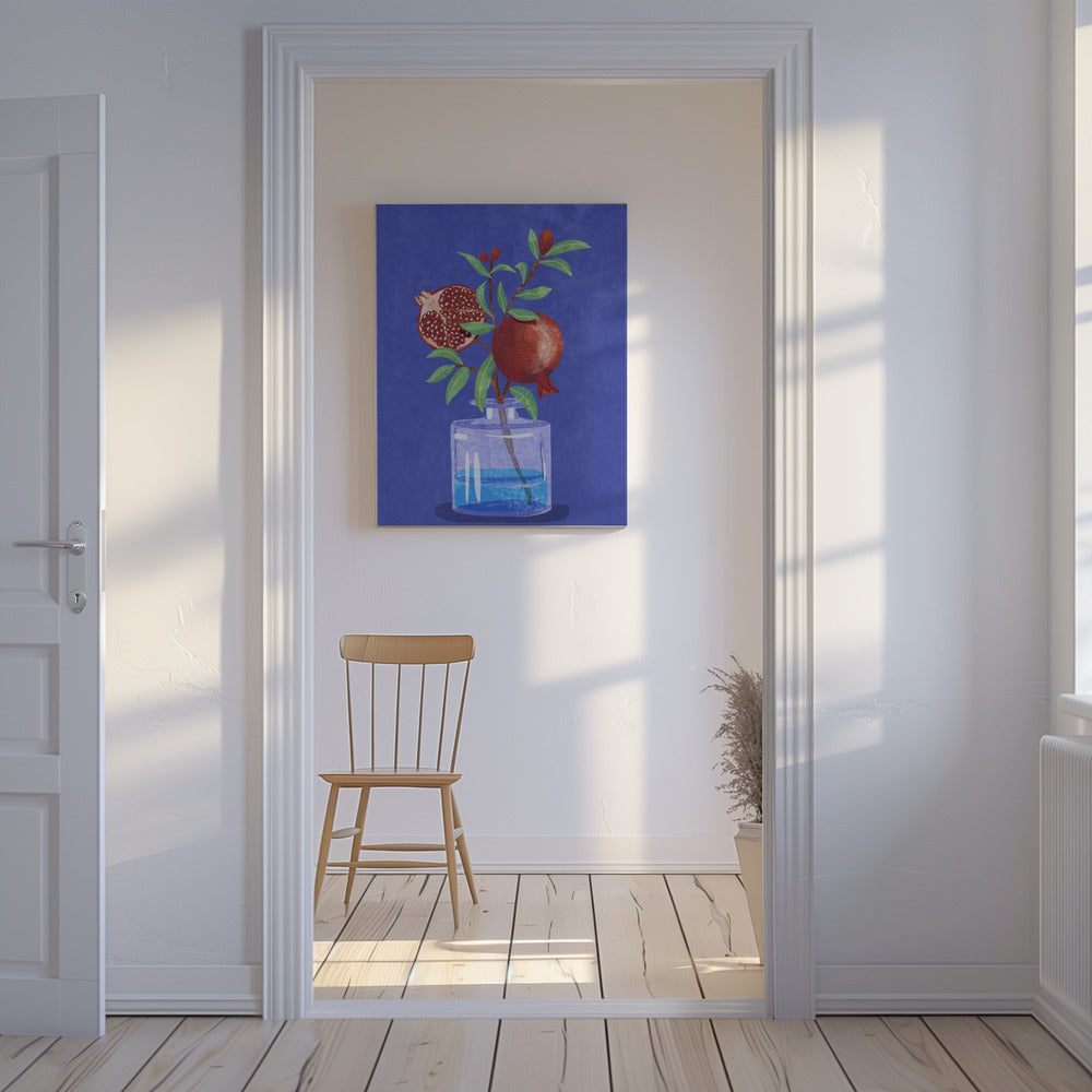 Granatapfel in Vase | Leinwand