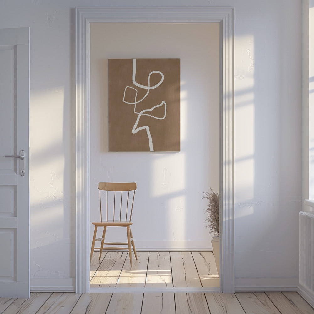 Weißes Einzellinien-Kunstwerk | Leinwand