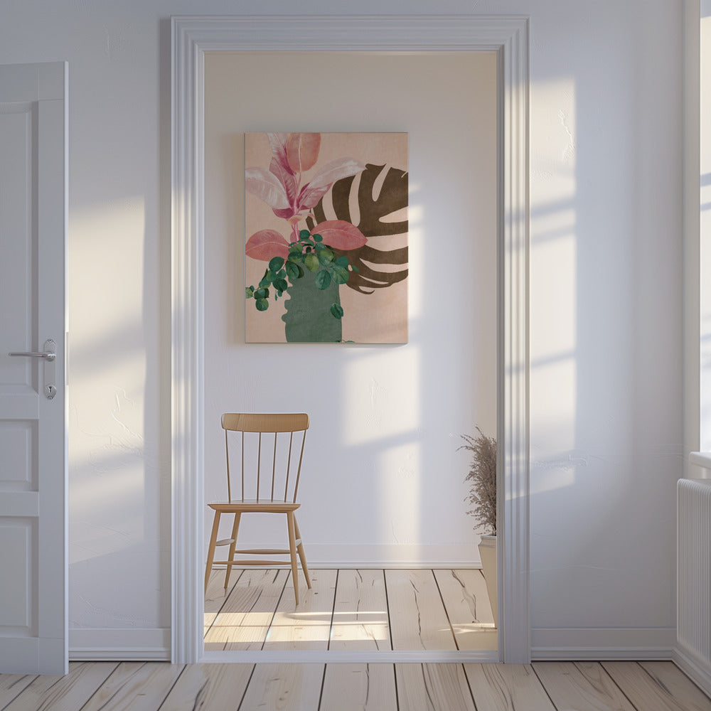 Blätter Mehr 6 Rosa | Leinwand