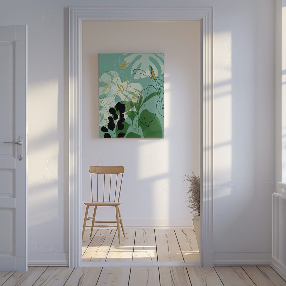 Blätter Linie Boho2 | Leinwand
