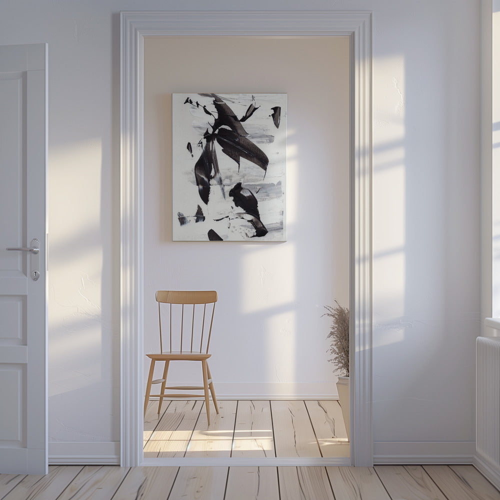 Monochrome dynamische Pinselstriche | Leinwand