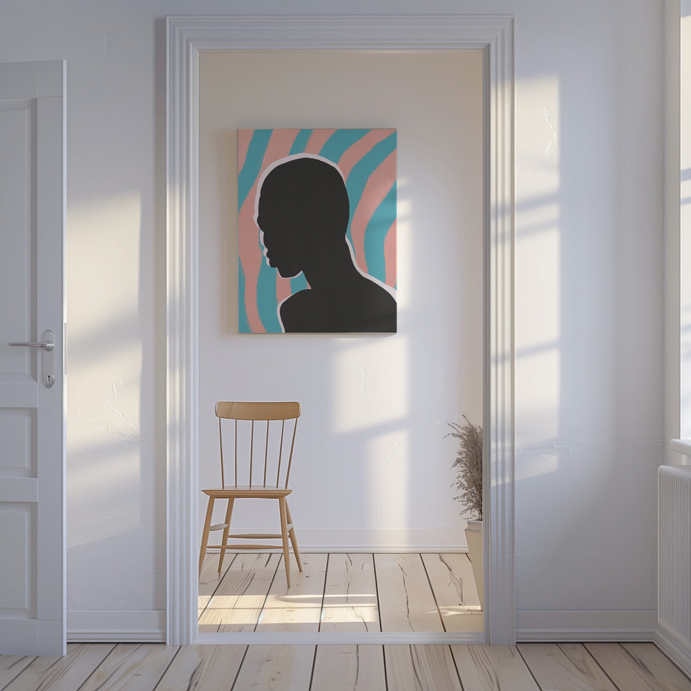 Anonymes Porträt in Neonlichtern | Leinwand