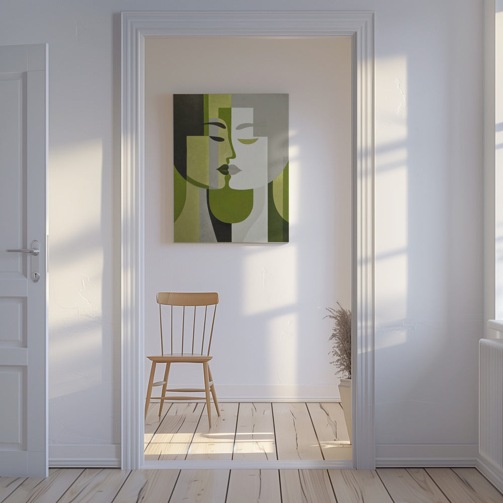 Küss mich Grün Grau | Leinwand