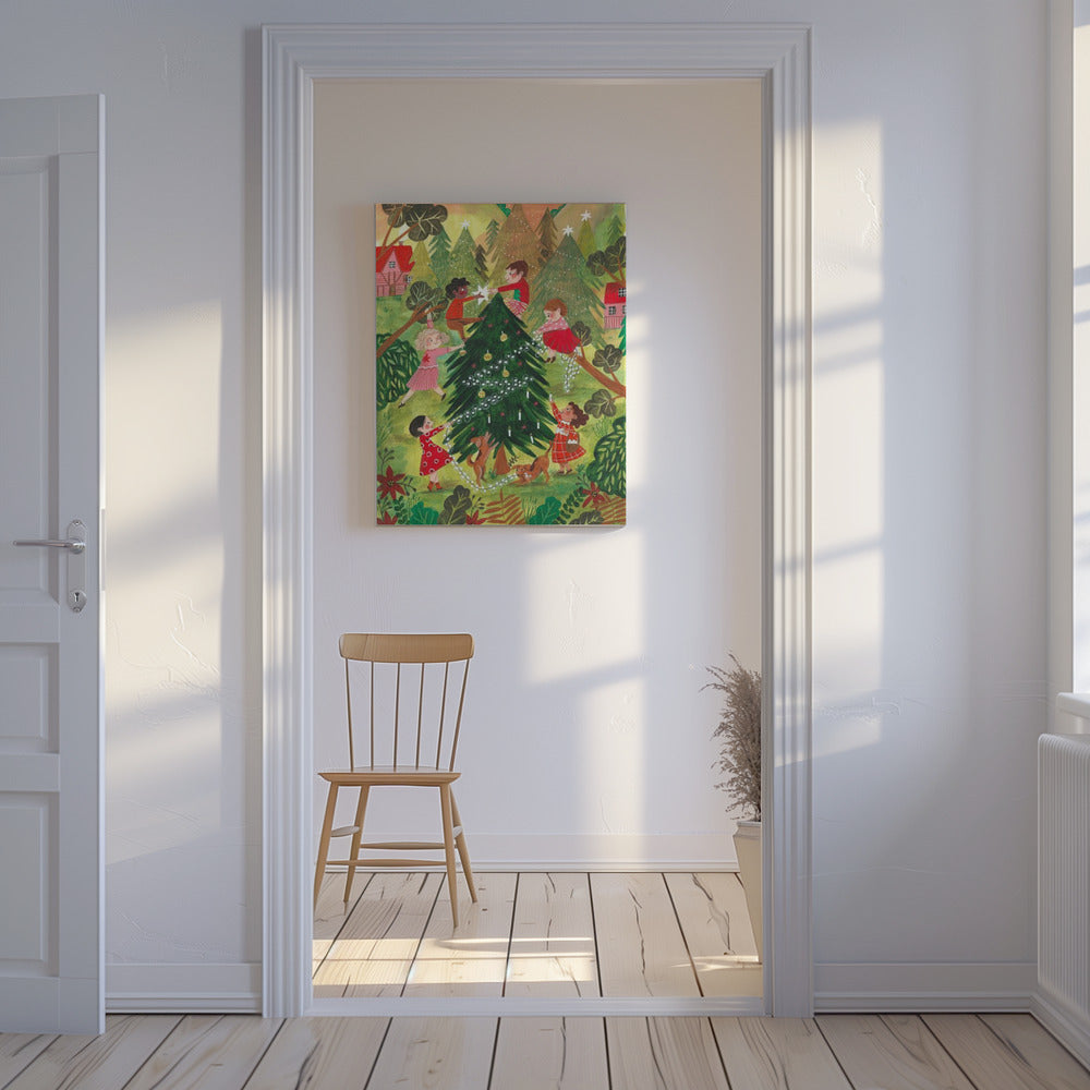 Weihnachtsbaum schmücken | Leinwand