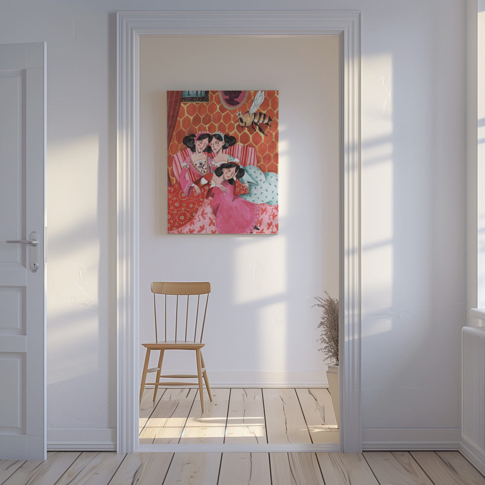 Die Bienenkönigin und rosa Prinzessinnen | Leinwand