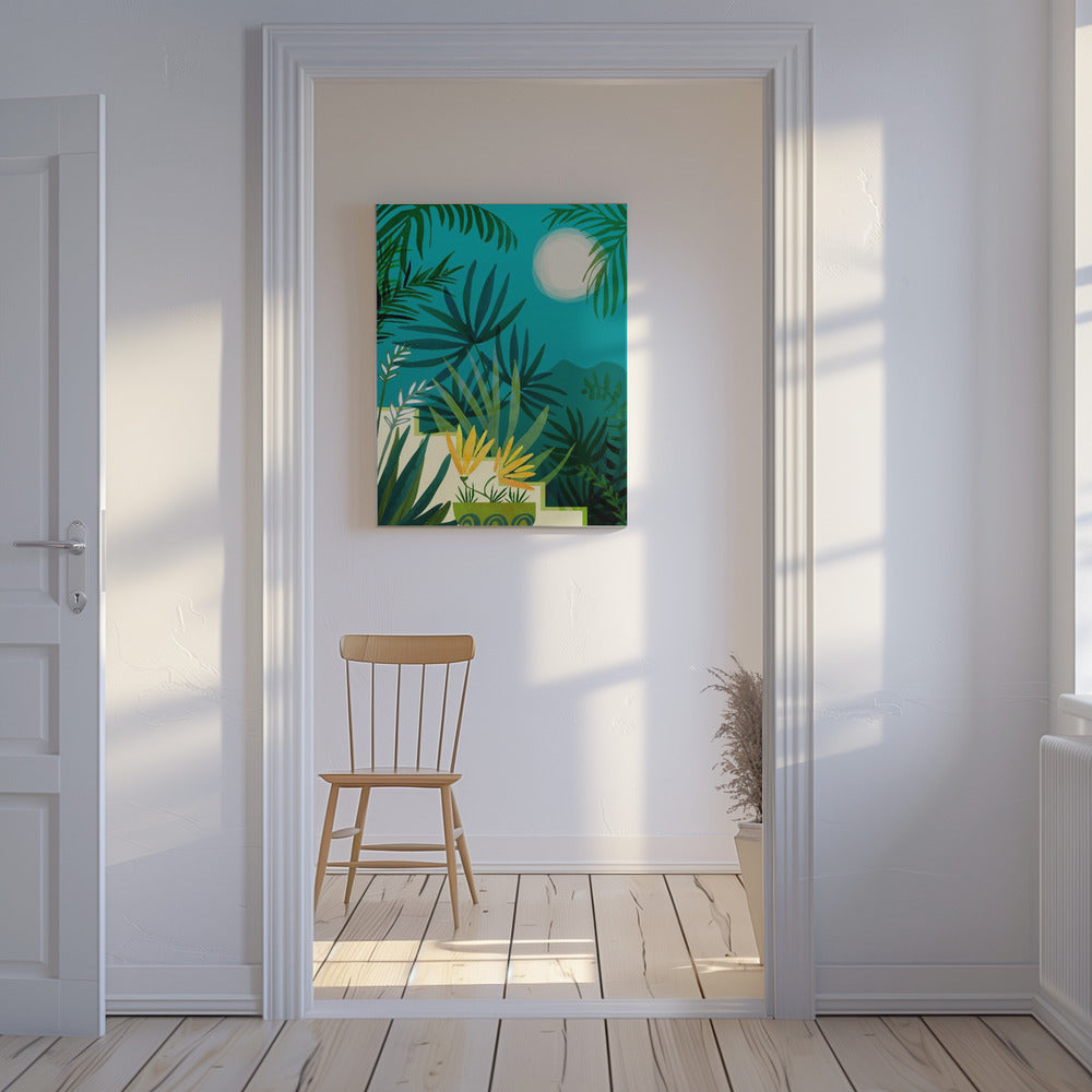 Regenwald mit Mondlicht | Leinwand