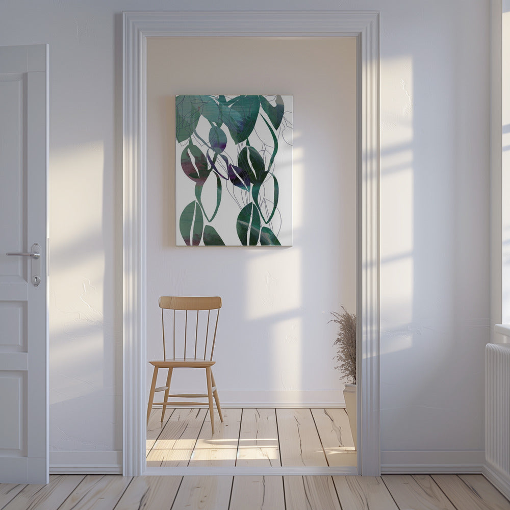 Botanical Leaf Print Art In Navy Blue 4 | Canvas