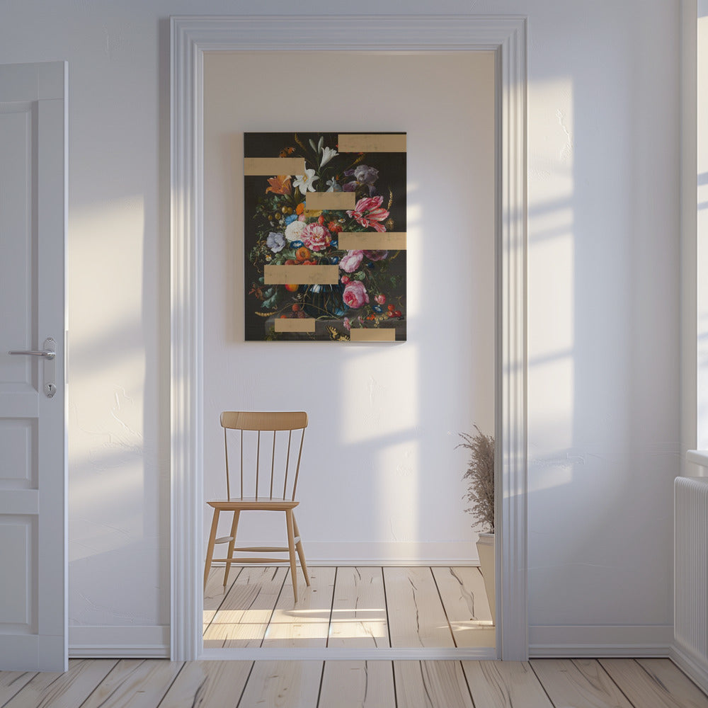 Blumenstrauß im Vintage-Ölgemälde, moderne Collage | Leinwand