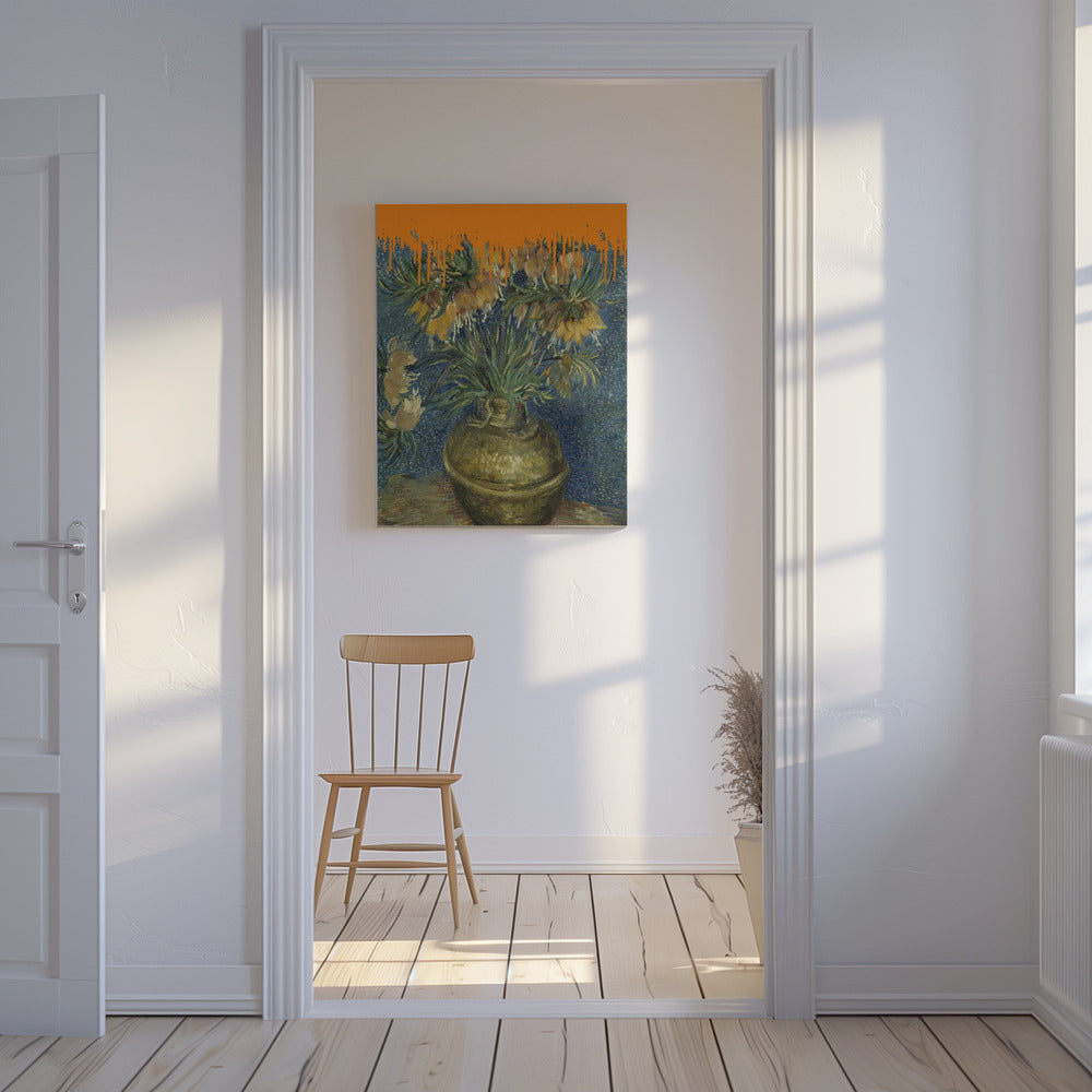 Collage Sonnenblumen und das Spritzwasser Van Gogh | Leinwand