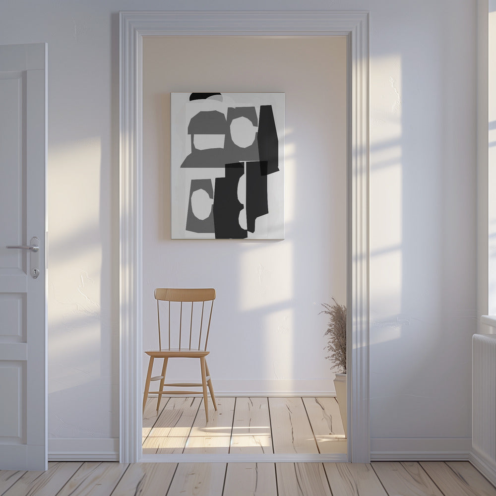 Schwarz-weiße ausgeschnittene Formen 3 | Leinwand