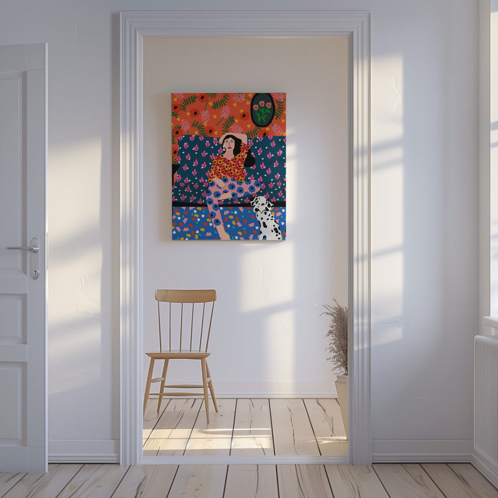 Mädchen auf dem Sofa | Leinwand