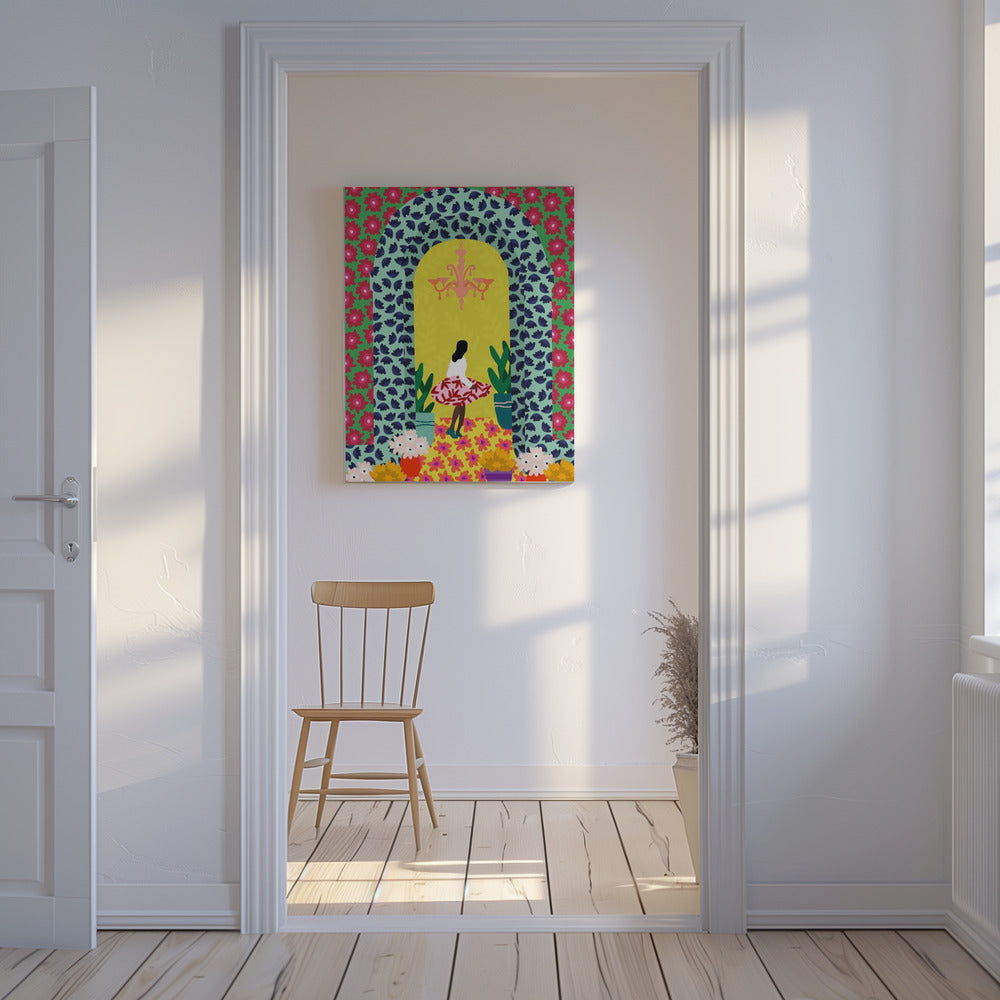 Florales Portalmädchen | Leinwand