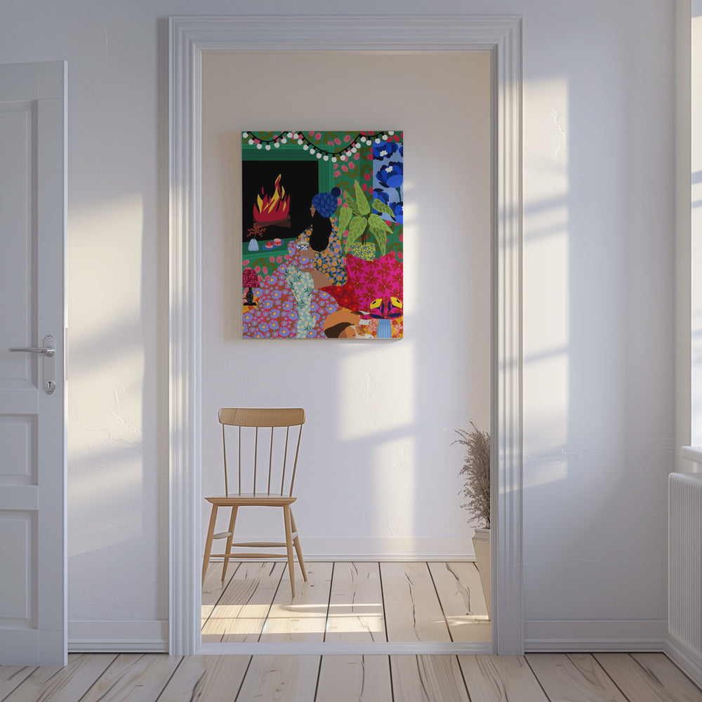 Entspannen vor meinem Kamin | Leinwand