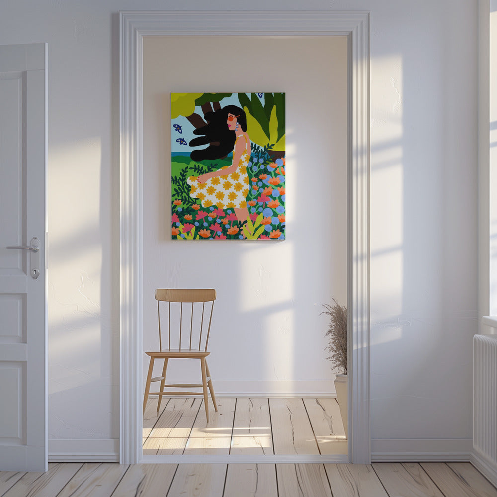 Florales Sommermädchen | Leinwand