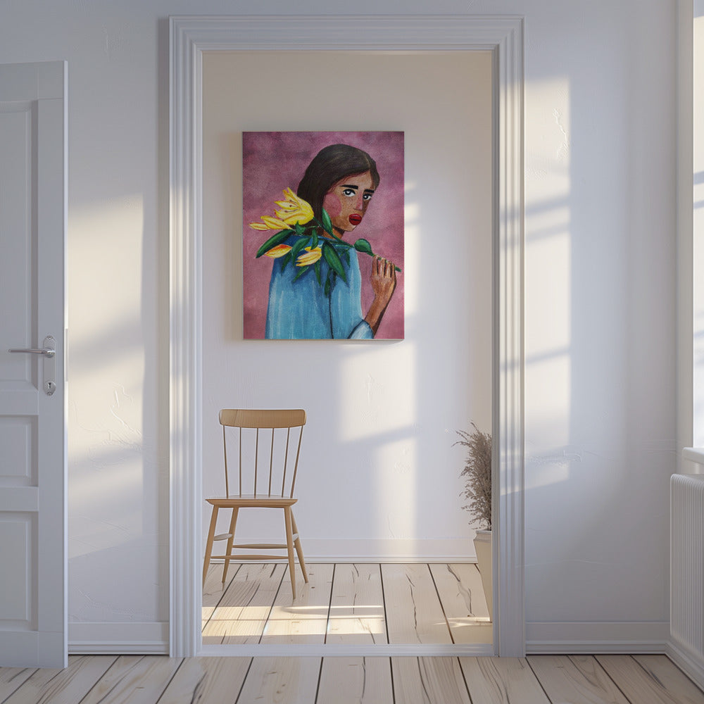 Woman With Lily | Canvas
