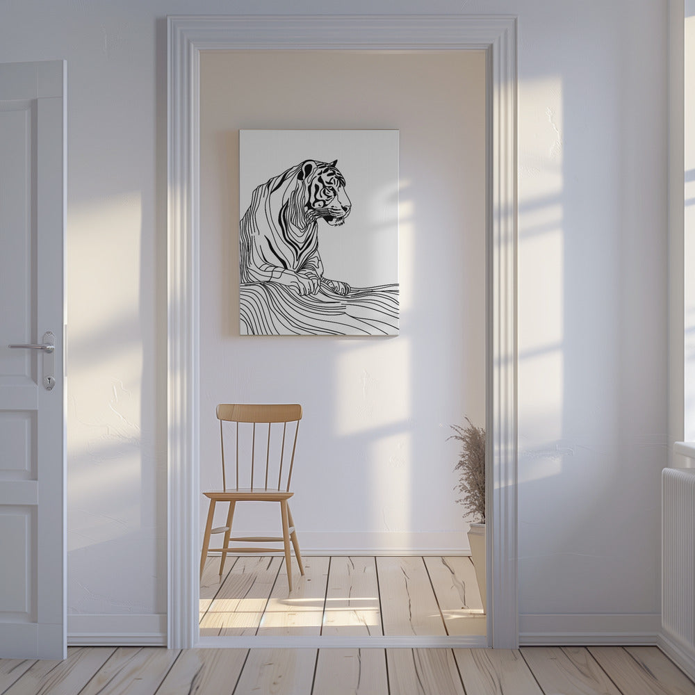 Linienkunst Tiger | Leinwand