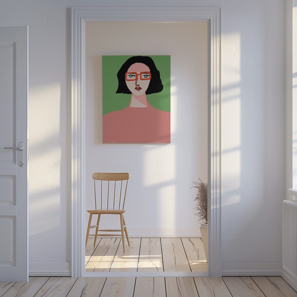 Dame mit roter Brille | Leinwand