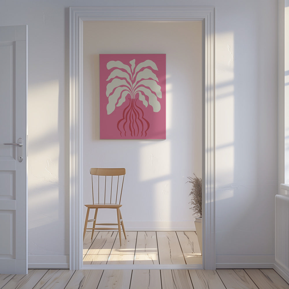 Minimalistisches Blatt und Vase | Leinwand