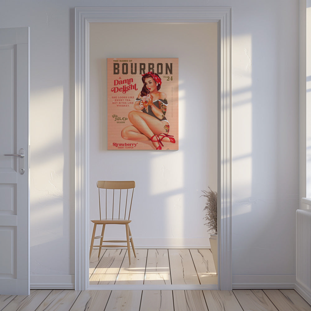 Bourbon Babes Vol 22 Vintage Pinup Girl trinkt einen Cocktail | Leinwand