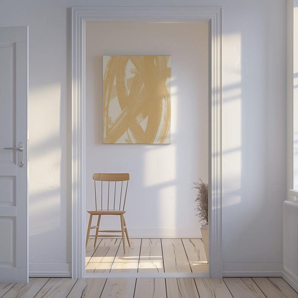 Dynamische beige Pinselstriche | Leinwand