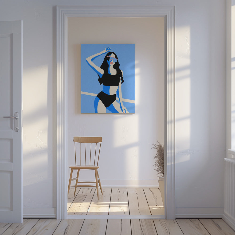 Blaues Sportmädchen | Leinwand