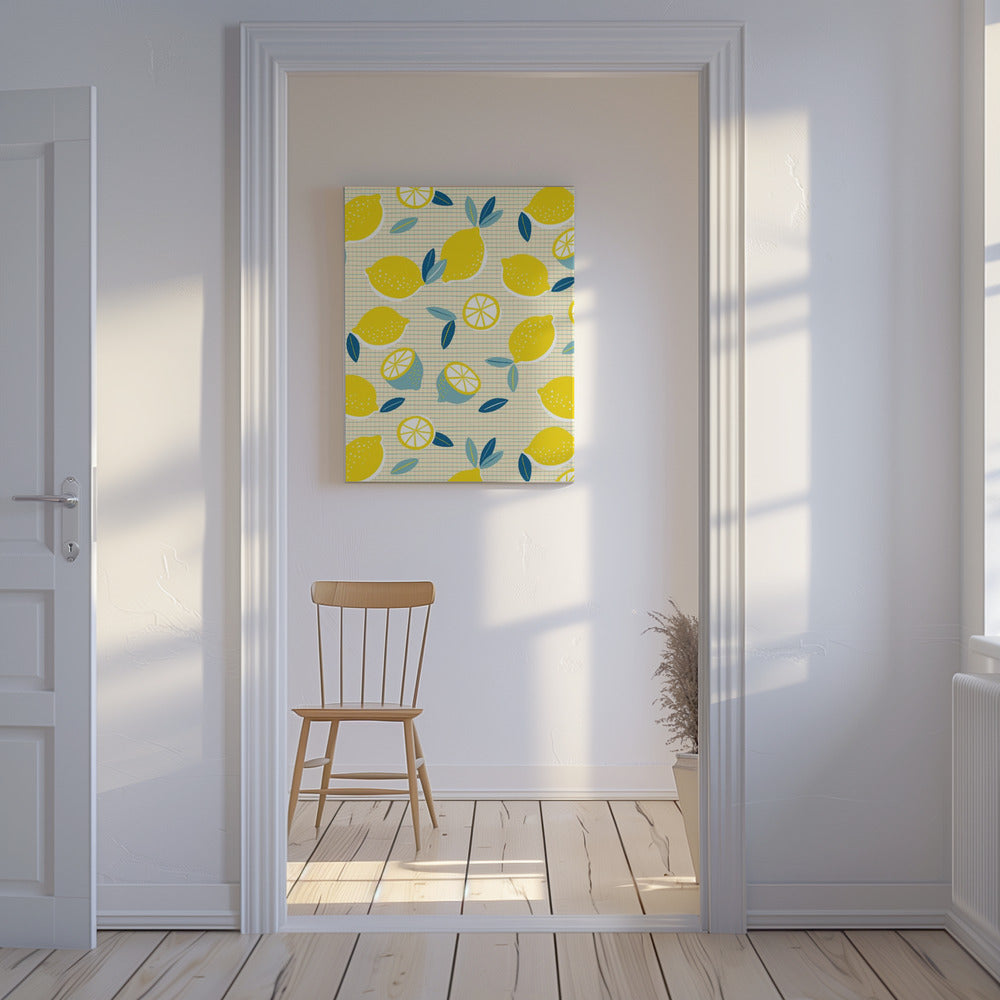 Fresh Lemons Checkered Sunny | Canvas