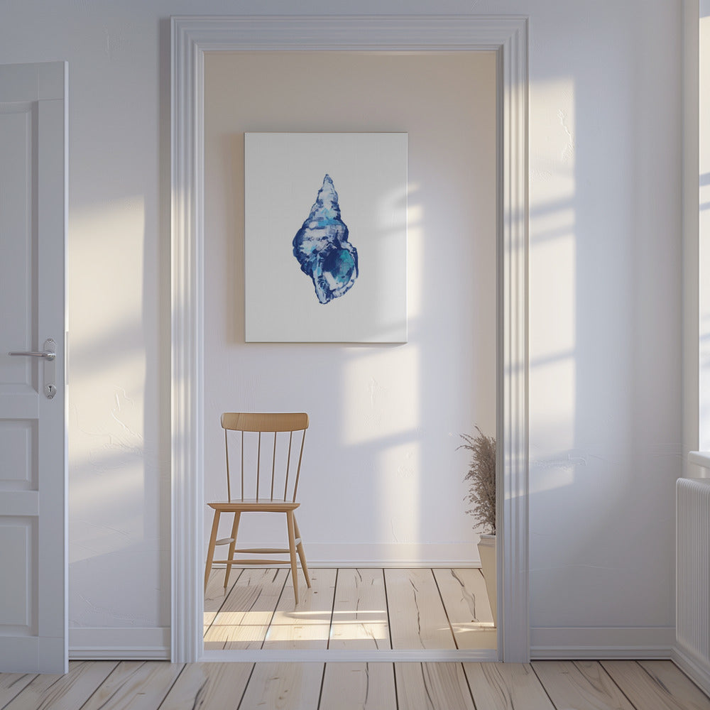 Blaue Muschel auf weißem Hintergrund Nr. 2 | Leinwand