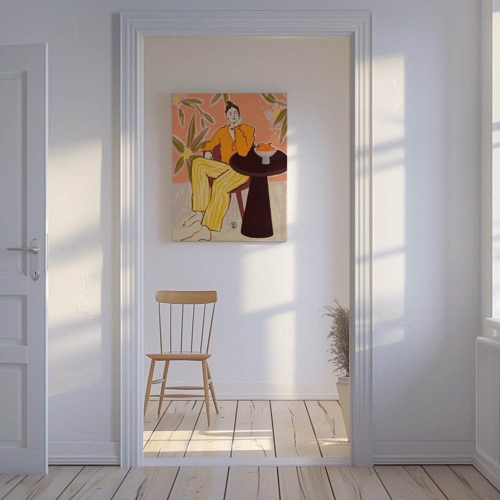 Frau mit Orangen | Leinwand