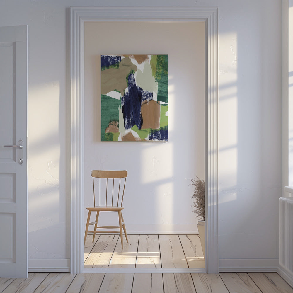 Abstrakt Blau Grün Beige Nr. 1 | Leinwand