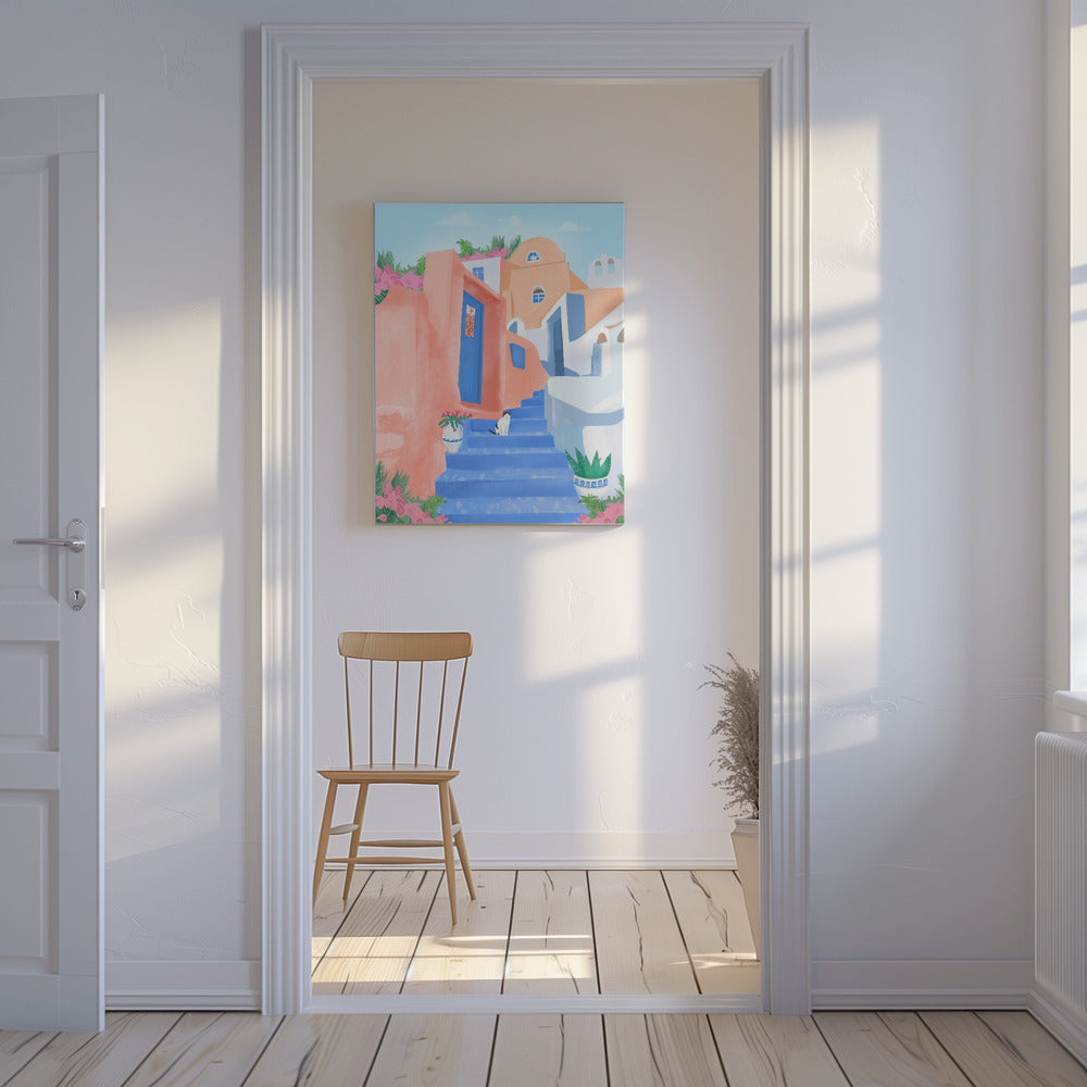 Santorini Straße | Leinwand