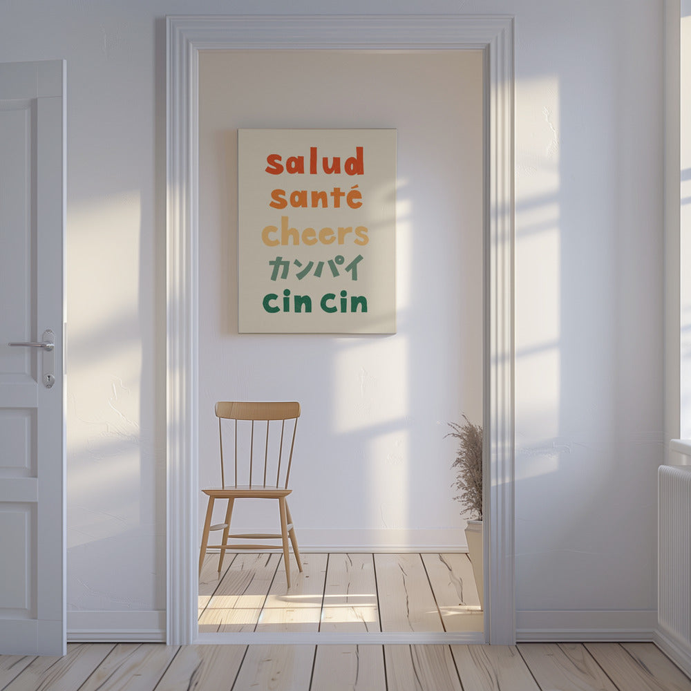 Prost Typografie - Salud Santé Prost Kanpai Cin cin | Leinwand