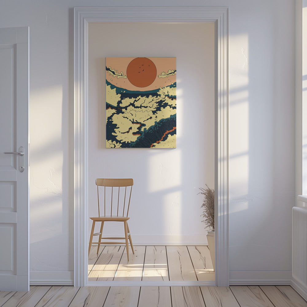 Abstrakter japanischer Sonnenuntergang | Leinwand