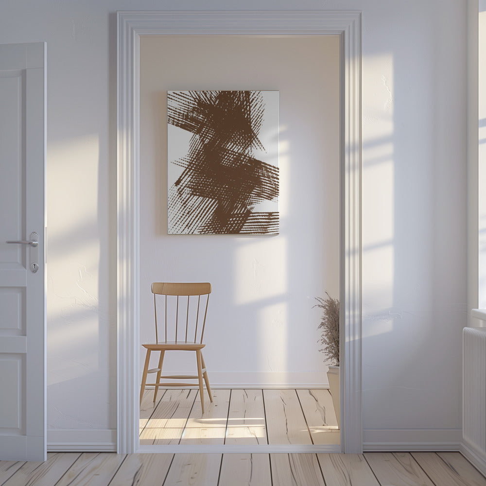 Abstrakte braune sich kreuzende Linien | Leinwand