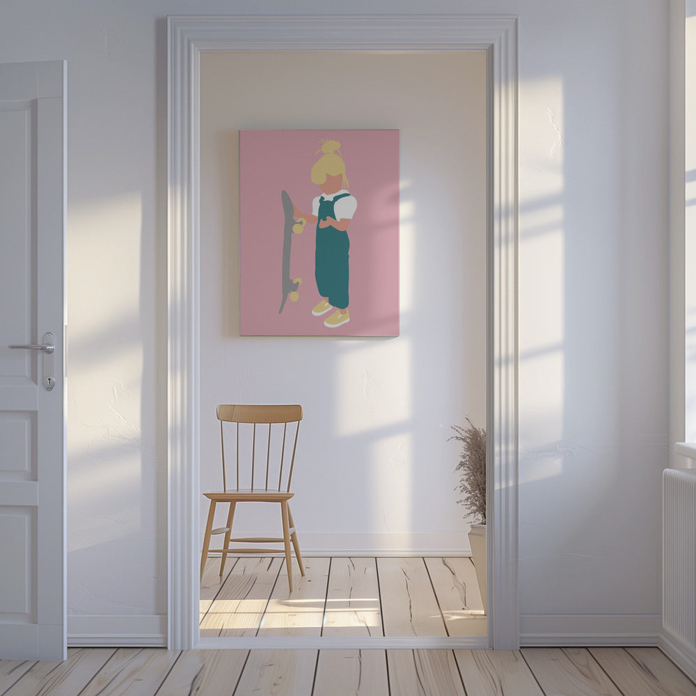 Juno – Skateboard-Mädchen-Silhouette | Leinwand